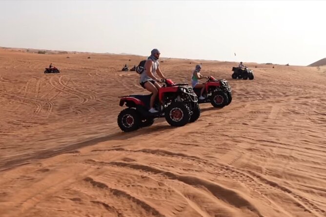 4x4 off-Road Desert Safari, Sandboarding, CamelRide, Veg & BBQ - Sahara Amusement stop: rest first, then decide on ATV quad or buggy