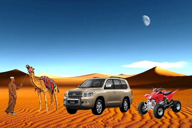 Desert Combo safari, Camel ride, Quad Bike and Dune Bashing(ALL INCLUSIVE) - A Half-Day Desert Hit: ATV, Camel Ride, and Dune Bashing Together