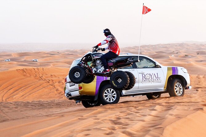 Desert Safari W/BBQ Dinner, Quad Bike, Camel Ride, & Sandboarding - 4x4 pickup from Dubai to the Arabian desert night