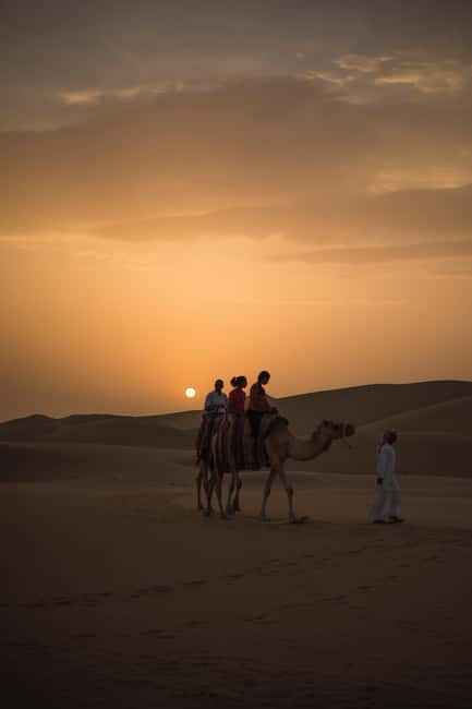 Doha: Desert Safari, Sandboarding, Camel Ride and Inland Sea - Camel ride and the sunset payoff at the Inland Sea