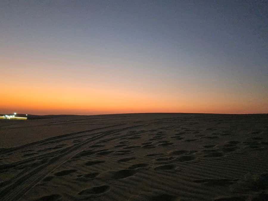 Doha Private Desert Safari, inland sea, sand boarding - Inland Sea sunset: swimming time and the view payoff