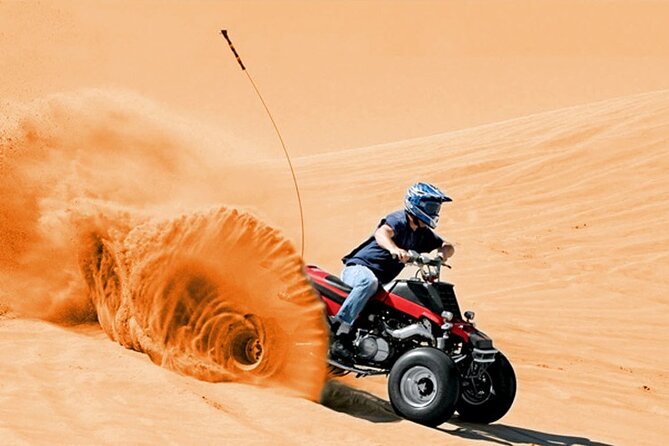 Dubai Desert Safari Sharing with Quad, Shows, Camel and Dinner - The 30-Minute Quad Bike Session in a Private Fenced Desert