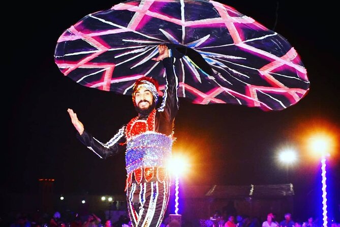 Dubai Desert Safari with BBQBuffet, Dune Bashing, Boarding, Camel - The Shows: Tanura, Belly Dance, Fire, and Light Effects