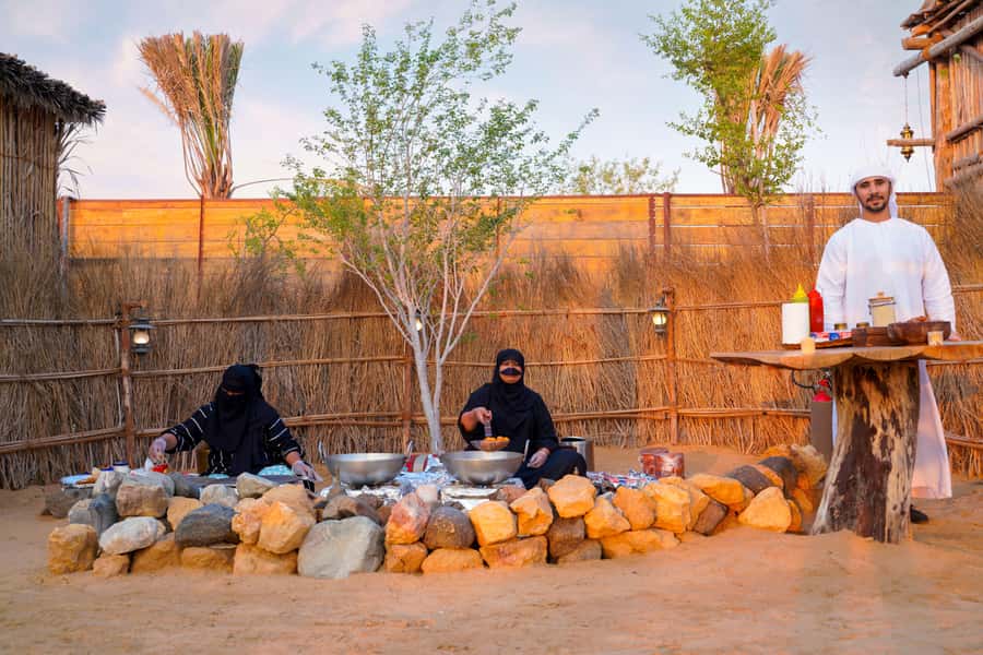 Dubai: Desert Safari with Camp, Dinner, & Optional Overnight - Dinner at Al Khayma Heritage Restaurant: buffet plus BBQ energy