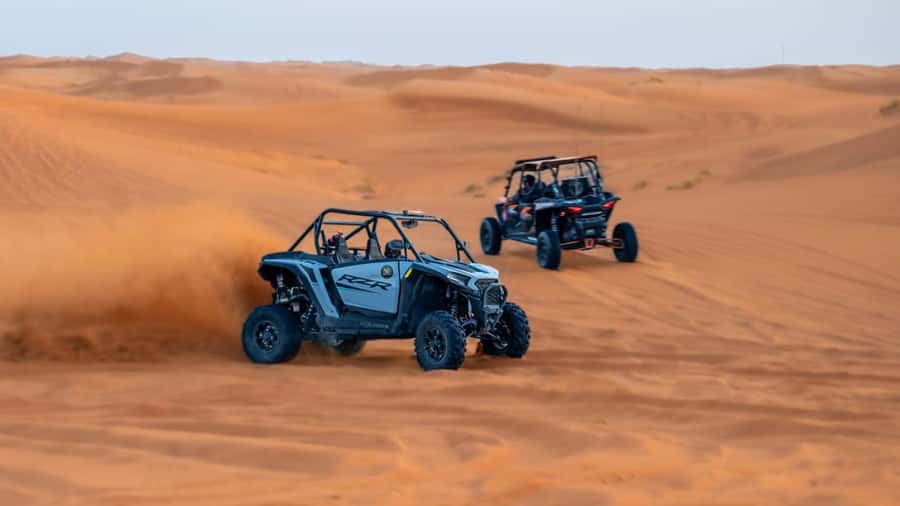 Dubai: Dune Buggy Safari and Camel Ride with Transportation - Driving a Polaris 1000cc RZR Sport Buggy: Safety Gear and Seat Switching