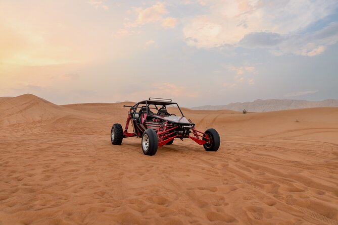 Dubai Dune Buggy Safari Tour in Red Dunes Options - Desert Camp Time: Sandboarding, Camel Ride, and Optional BBQ