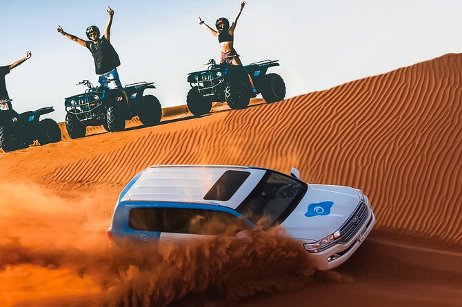 Dubai: Half-Day Desert Safari, Camels, Quad Bike & Refreshments - Dubai hotel pickup to the Lahbab dunes: AC refresh, restroom, and tyre pressure