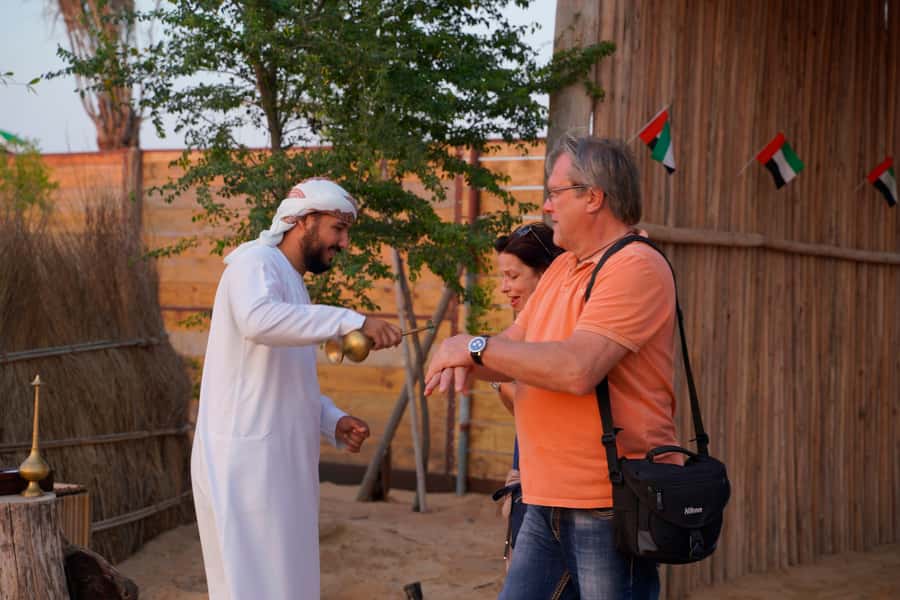 Dubai: Premium Safari, Camel Ride & Al Khayma Camp 3-Buffets - Al Khayma camp welcome: rose water, Arabic coffee, and real camp rhythm