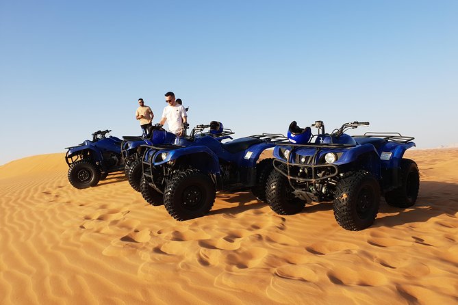 Dubai: Quad Bike Safari, Camels, & Camp with BBQ Dinner - Lahbab desert: sandboarding, photo stops, and a short breather