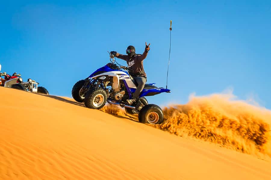 Dubai: Safari, Quad Bike, Camel Ride, and Buffet Dinner - Base Camp Reset in Lahbab Desert: Cooling Tents, Photos, and Tire Prep