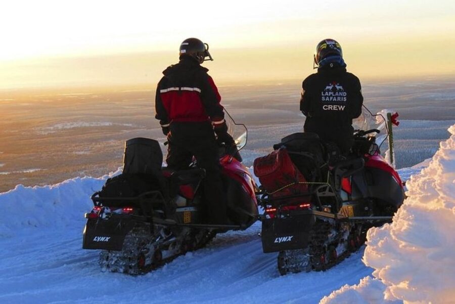 From Sirkka: Lapland Snowmobile Safari in Levi - Snowmobiles, solo drivers, and the kid-friendly sled behind the guide