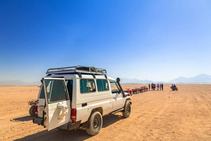 Hurghada: ATV Quad, Jeep and Buggy Safari with BBQ Dinner - From your hotel to the Sahara in an air-conditioned jeep