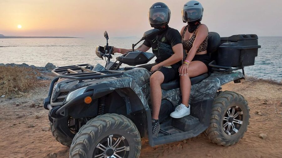 Malia: Off-Road Quad Safari Evening Tour with Dinner - Another off-road push near the motocross track