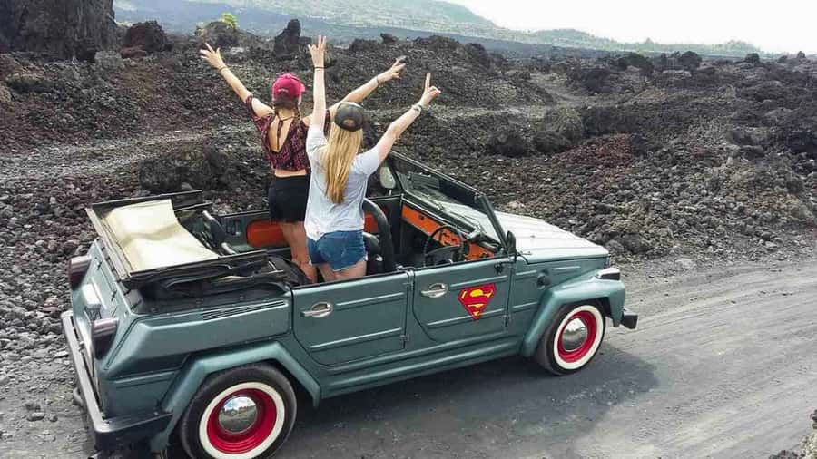 Mount Batur: Private Volkswagen Jeep Volcano Safari - Lava dune viewpoints: black rock up close