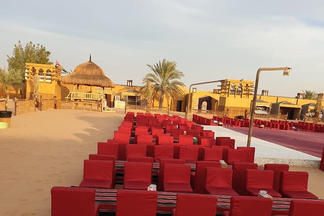 Premium Red Dunes Safari | Camel Ride | Dune Bashing | Sand Ski - The cultural show lineup: fire, Tanoura, Khaleeji, and belly dance