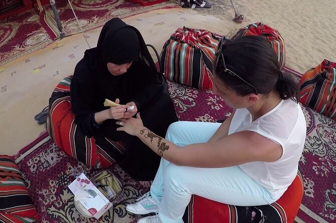 Private Adventure Red Dune Desert Safari With BBQ Dinner & Shows - Bedouin camp experience: henna, shisha, and Arabic dress photos