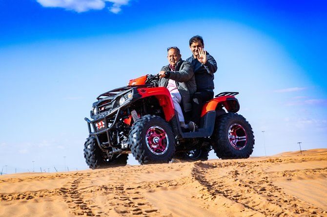 Quad Bike & Premium Desert Safari, with BBQ Dinner with 6 shows - Getting there: pickup, shared Land Cruiser comfort, and timing