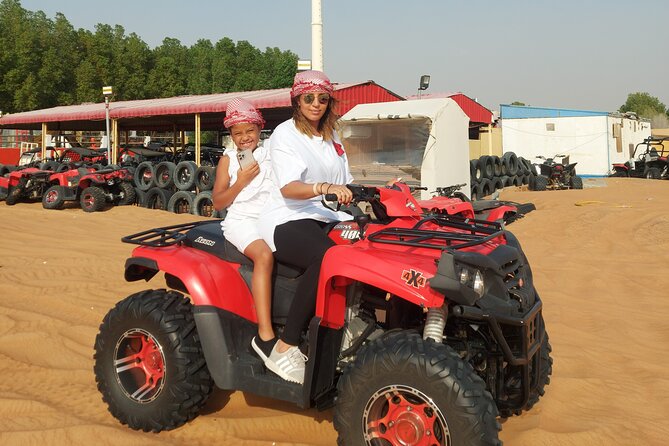 Sunrise Desert safari With Quad bike ride Sandboard & Camel ride - Pickup, Drop-Off, and Private Group Energy (Dubai or Sharjah)